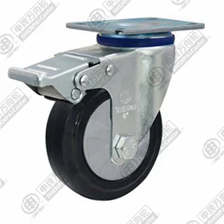3" Top Plate Swivel Caster, Nylon Core Rubber Wheel, Total Lock Brake