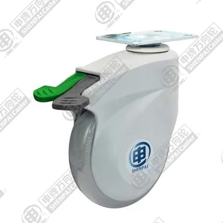 4" Top Plate Swivel Caster, Plastic-core Polyurethane Wheel, Direction Lock Brake