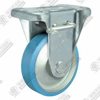 3" Top Plate Fixed Caster, Steel Core Nylon Wheel, Rear Parking Brake