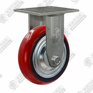 5" Top Plate Fixed Caster, Iron Core Polyurethane Wheel