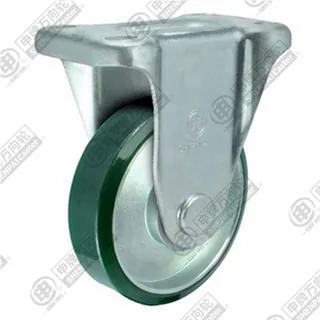 3" Top Plate Fixed Caster, Steel Core Polyurethane Wheel