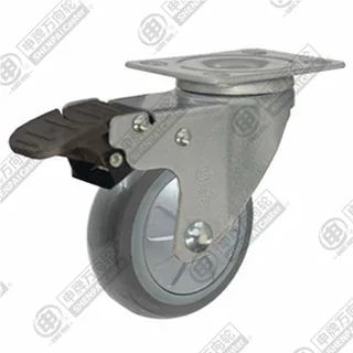 3" Top Plate Swivel Caster, Plastic-core Polyurethane Wheel, Total Lock Brake