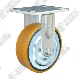 4" Top Plate Fixed Caster, Iron Core Polyurethane Wheel