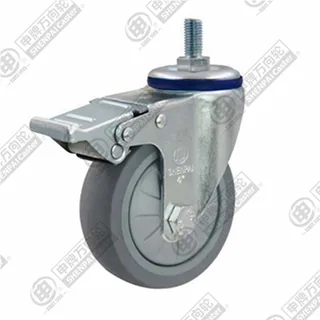 3" Threaded Stem Swivel Caster, Plastic-core TPE Wheel, Total Lock Brake, M12*25