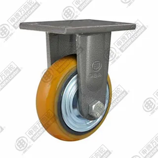 5" Top Plate Fixed Caster, Iron Core Polyurethane Wheel, Direction Lock Brake