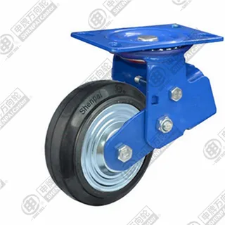 5" Top Plate Swivel Caster, Iron Core Rubber Wheel