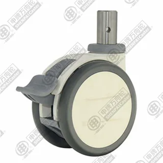 4" Round Stem Swivel Caster, Plastic-core TPE Wheel, Total Lock Brake