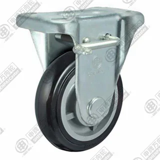 4" Top Plate Fixed Caster, Plastic-core Polyurethane Wheel, Rear Parking Brake