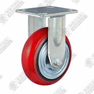 5" Top Plate Fixed Caster, Iron Core Polyurethane Wheel