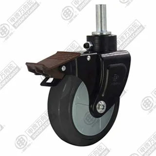 5" Bolt Hole Swivel Caster, Nylon Core Rubber Wheel, Direction Lock Brake