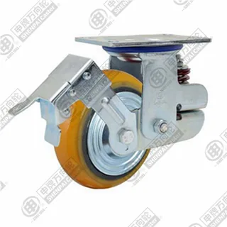 5" Top Plate Swivel Caster, Iron Core Polyurethane Wheel, Total Lock Brake