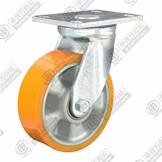 4" Top Plate Swivel Caster, Aluminum Core Polyurethane Wheel