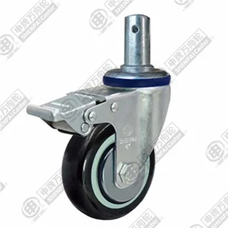 3" Round Stem Swivel Caster, Plastic-core Polyurethane Wheel, Total Lock Brake