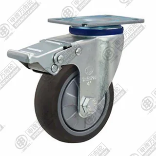 3" Top Plate Swivel Caster, Plastic-core TPE Wheel, Total Lock Brake