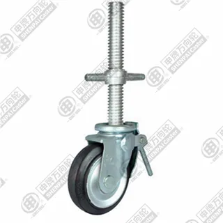5" Threaded Stem Swivel Caster, Steel Core Rubber Wheel, Total Lock Brake, M35*300