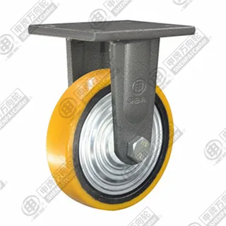 5" Top Plate Fixed Caster, Iron Core Polyurethane Wheel, Direction Lock Brake