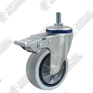 3" Threaded Stem Swivel Caster, Plastic-core TPE Wheel, Total Lock Brake, M12*25