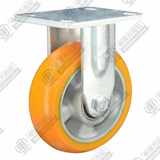 4" Top Plate Fixed Caster, Aluminum Core Polyurethane Wheel