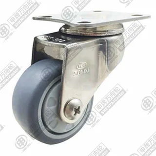 1.5" Top Plate Swivel Caster, Stainless Steel Frame, Plastic-core TPE Wheel