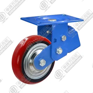 5" Top Plate Fixed Caster, Iron Core Polyurethane Wheel