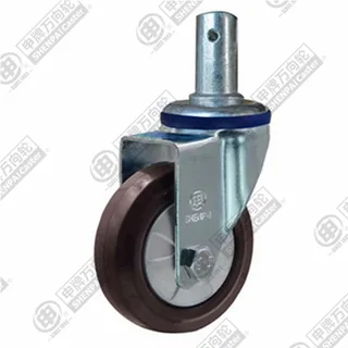 3" Round Stem Swivel Caster, Nylon Core Rubber Wheel