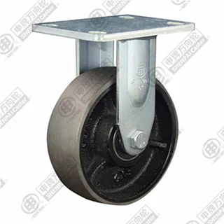 5" Top Plate Fixed Caster, Cast Iron Wheel
