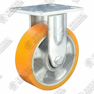 4" Top Plate Fixed Caster, Aluminum Core Polyurethane Wheel