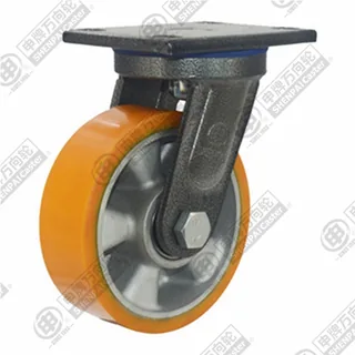 5" Top Plate Swivel Caster, Aluminum Core Polyurethane Wheel