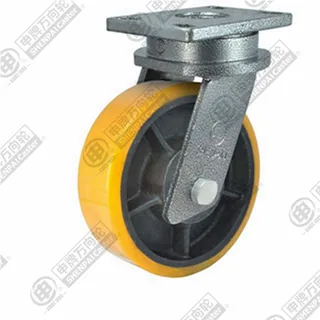 6" Top Plate Swivel Caster, Iron Core Polyurethane Wheel