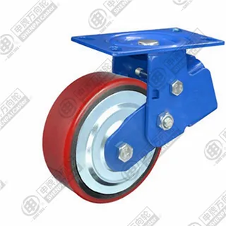 5" Top Plate Fixed Caster, Iron Core Polyurethane Wheel