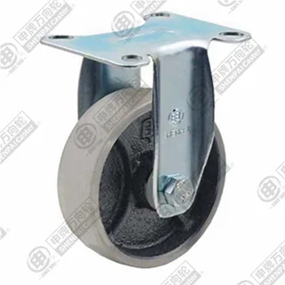 5" Top Plate Fixed Caster, Cast Iron Wheel
