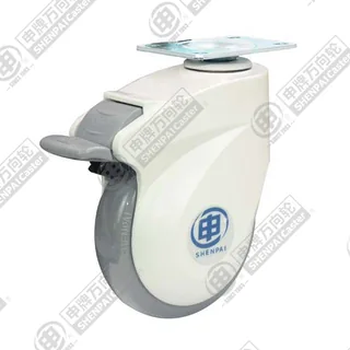 4" Top Plate Swivel Caster, Plastic-core Polyurethane Wheel, Total Lock Brake