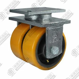 6" Top Plate Fixed Caster, Iron Core Polyurethane Wheel