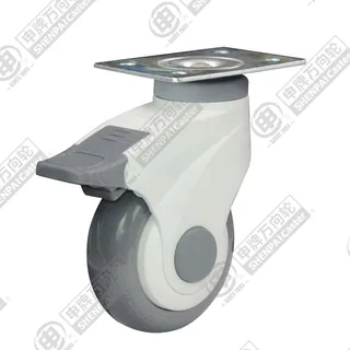 3" Top Plate Swivel Caster, Plastic-core Polyurethane Wheel, Total Lock Brake