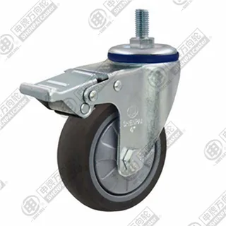 3" Threaded Stem Swivel Caster, Plastic-core TPE Wheel, Total Lock Brake, M12*25
