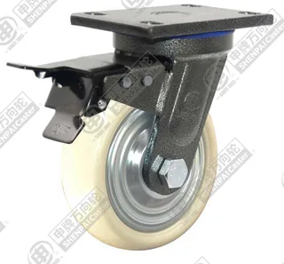 5" Top Plate Swivel Caster, Integral Nylon Wheel, Total Lock Brake