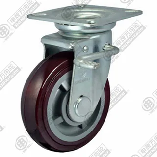 4" Top Plate Swivel Caster, Plastic-core Polyurethane Wheel, Total Lock Brake