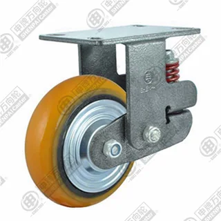 5" Top Plate Fixed Caster, Iron Core Polyurethane Wheel