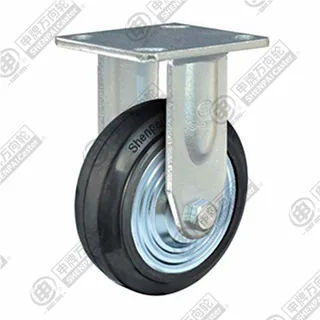 5" Top Plate Fixed Caster, Iron Core Rubber Wheel