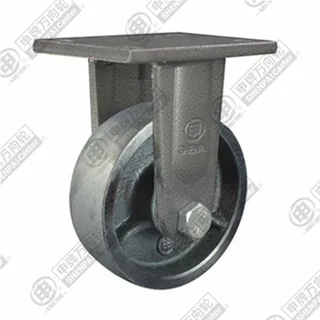 5" Top Plate Fixed Caster, Cast Iron Wheel, Direction Lock Brake