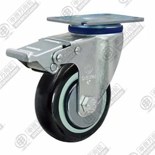 3" Top Plate Swivel Caster, Plastic-core Polyurethane Wheel, Total Lock Brake