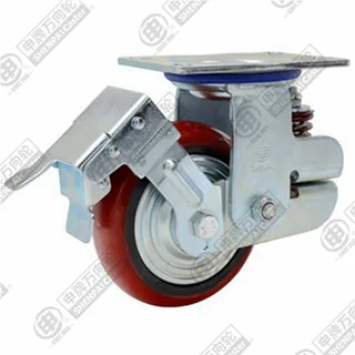 5" Top Plate Swivel Caster, Iron Core Polyurethane Wheel, Total Lock Brake