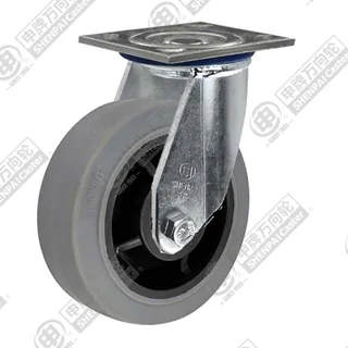4" Top Plate Swivel Caster, Plastic-core TPE Wheel