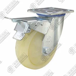 4" Top Plate Swivel Caster, Polypropylene Wheel, Total Lock Brake