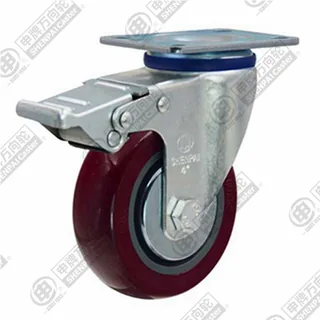 3" Top Plate Swivel Caster, Plastic-core Polyurethane Wheel, Total Lock Brake