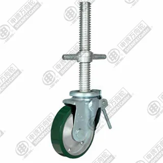 6" Threaded Stem Swivel Caster, Steel Core Polyurethane Wheel, Total Lock Brake, M35*300