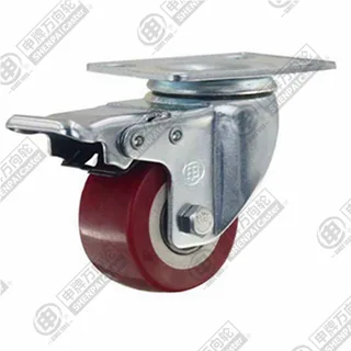 1.5" Top Plate Swivel Caster, Plastic-core Polyurethane Wheel, Total Lock Brake