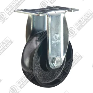 3" Top Plate Fixed Caster, Cast Iron Wheel