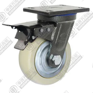 5" Top Plate Swivel Caster, Polypropylene Wheel, Total Lock Brake