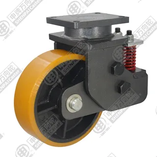 8" Top Plate Swivel Caster, Iron Core Polyurethane Wheel